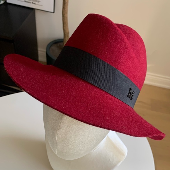 Burgundy 100% Wool Fedora 59 cm - Picture 2 of 6